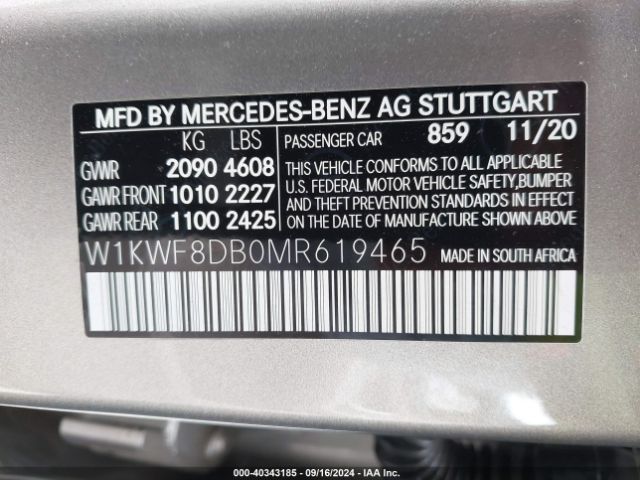 W1KWF8DB0MR619465 Mercedes-Benz C 300 Sedan