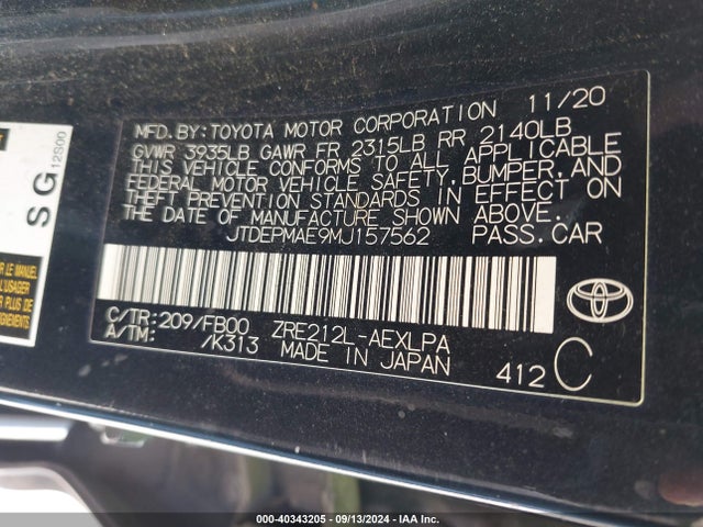 Toyota COROLLA LE 2021 JTDEPMAE9MJ157562 Image 17