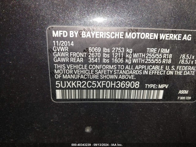 5UXKR2C5XF0H36908 BMW X5 Sdrive35i