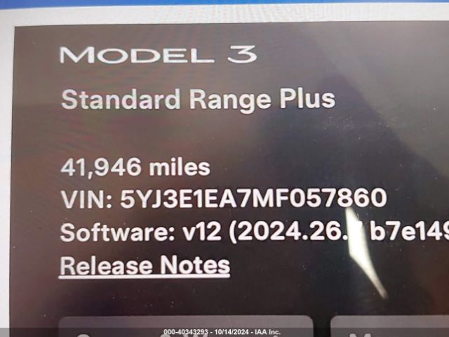 5YJ3E1EA7MF057860 Tesla Model 3 Standard Range Plus Rear-wheel Drive