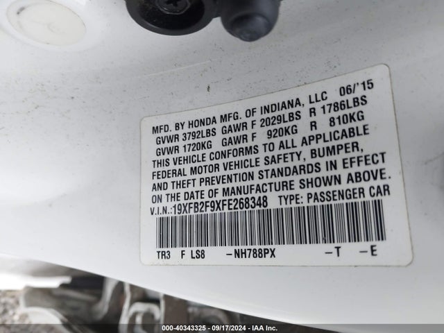 Honda Civic Ex-l 2015 19XFB2F9XFE268348 Image 9