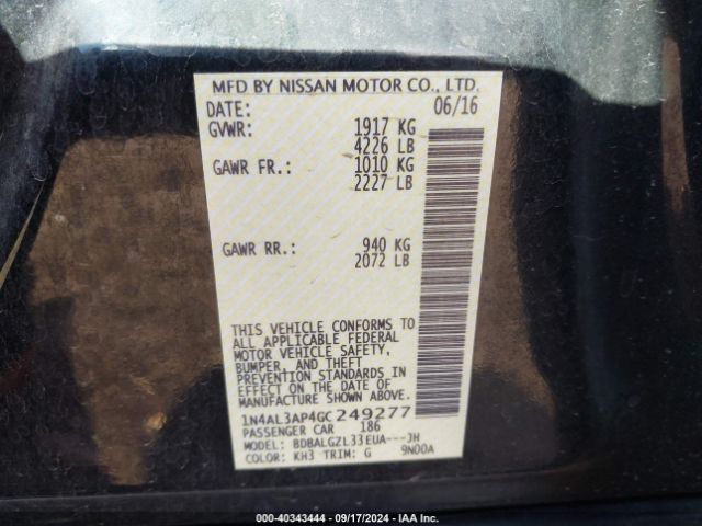 1N4AL3AP4GC249277 Nissan Altima 2.5 S