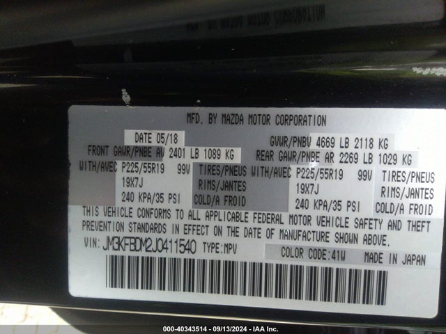 JM3KFBDM2J0411540 Mazda Cx-5 Grand Touring