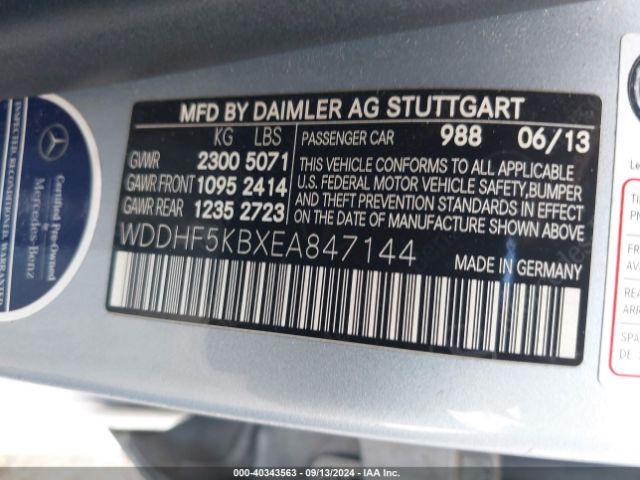 WDDHF5KBXEA847144 Mercedes-Benz E 350