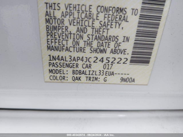Nissan Altima 2.5 Sv 2018 1N4AL3AP4JC245222 Image 9
