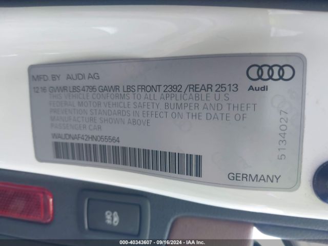 WAUDNAF42HN055564 Audi A4 2.0t Season Of Audi Premium