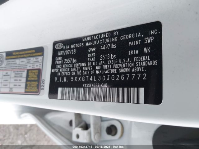5XXGT4L30JG267772 KIA Optima Lx