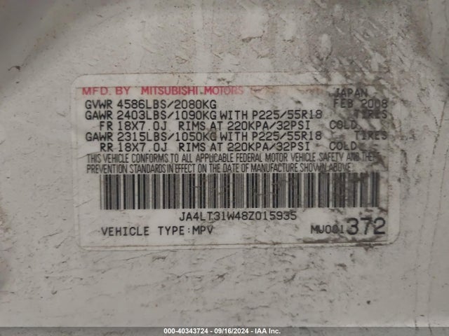 2008 MITSUBISHI OUTLANDER JA4LT31W48Z015935 Photo 8