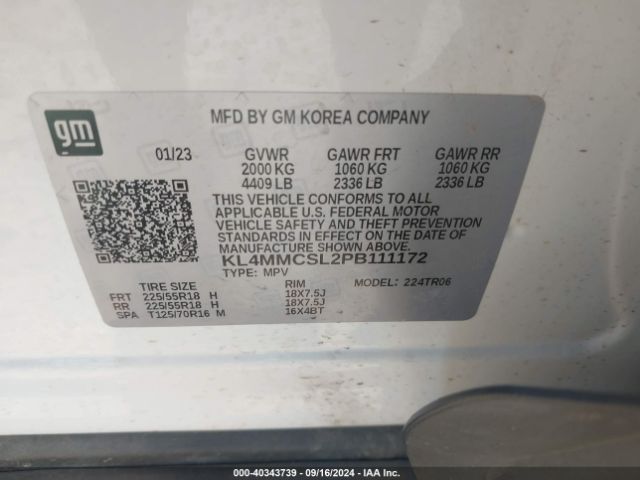 KL4MMCSL2PB111172 Buick Encore Gx Preferred Awd
