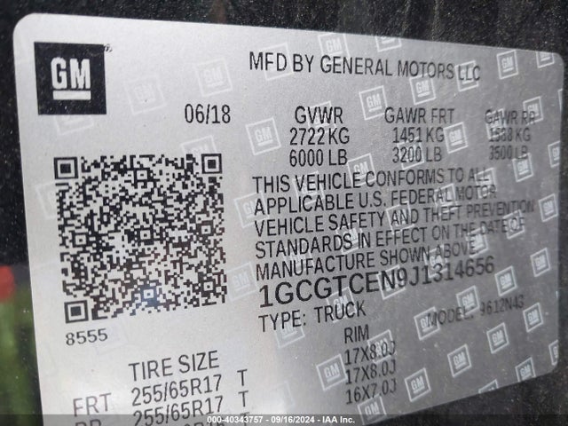 1GCGTCEN9J1314656 Chevrolet Colorado Lt