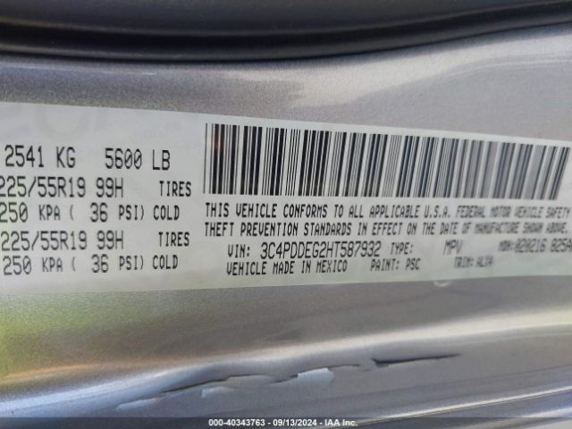 3C4PDDEG2HT587932 Dodge Journey Gt Awd