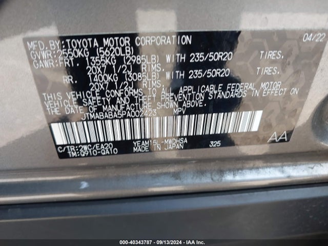 Toyota Bz4x Limited 2023 JTMABABA5PA002423 Image 9