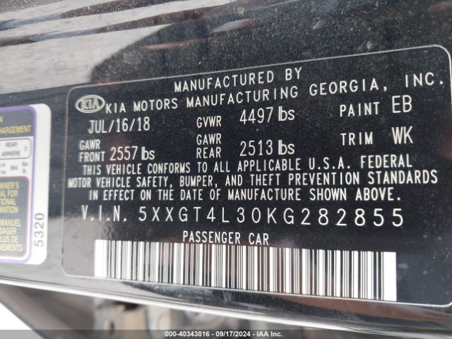 5XXGT4L30KG282855 KIA Optima S
