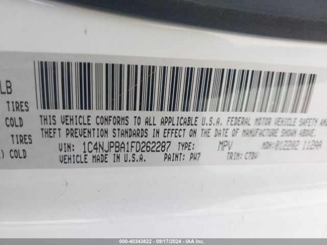 1C4NJPBA1FD262287 Jeep Patriot Sport