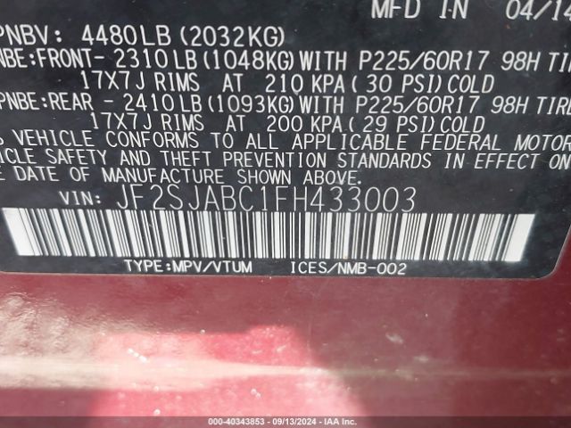 JF2SJABC1FH433003 Subaru Forester 2.5i