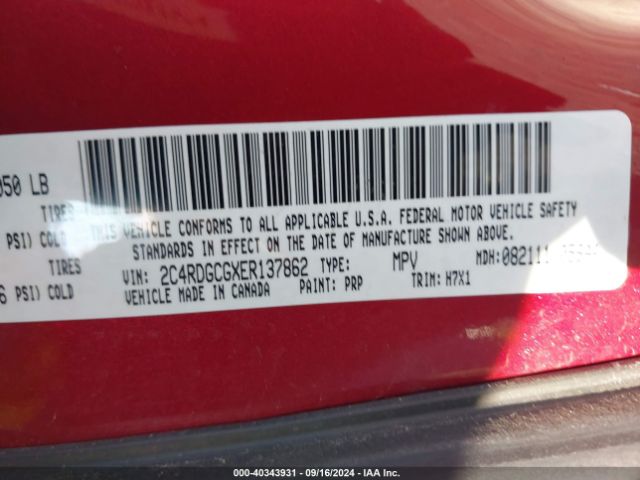 2C4RDGCGXER137862 Dodge Grand Caravan Sxt