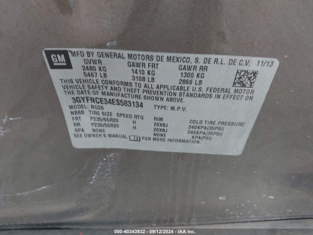 3GYFNCE34ES583134 Cadillac Srx Performance Collection