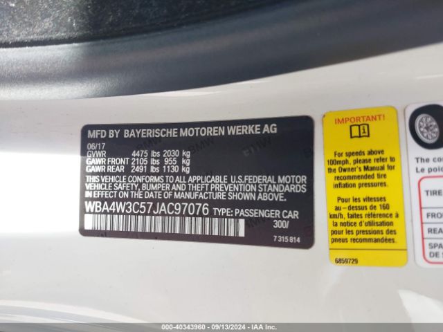 WBA4W3C57JAC97076 BMW 430I