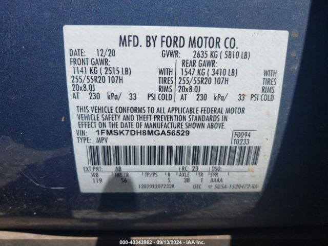 2021 FORD EXPLORER 1FMSK7DH8MGA56529 Photo 8