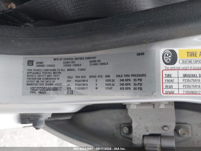 Aukcja sprzedaży 2010 Chevrolet Colorado 1lt, vin: 1GCJTCDE5A8100617, numer aukcji: 40343967