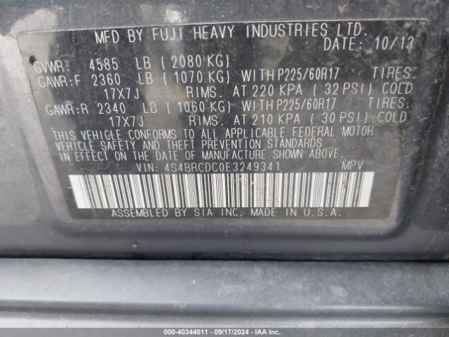 4S4BRCDC0E3249341 Subaru Outback 2.5i Premium