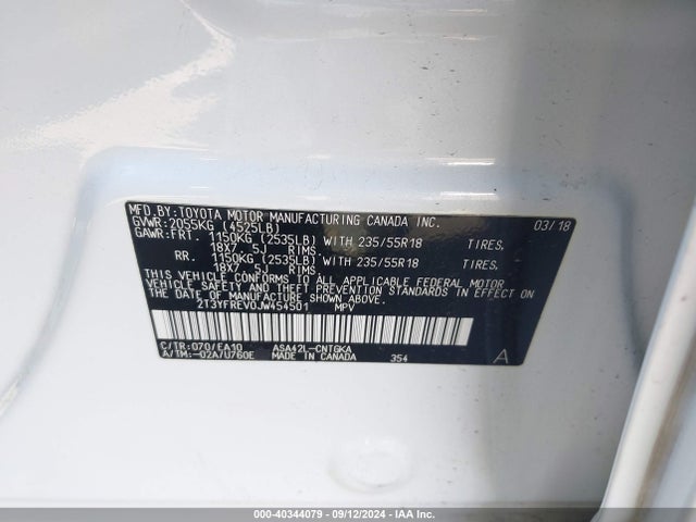 Toyota Rav4 Limited 2018 2T3YFREV0JW454501 Image 9