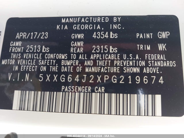 KIA K5 Gt-line 2023 5XXG64J2XPG219674 Image 9