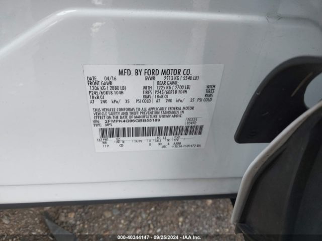2FMPK4G96GBB55189 Ford EDGE SE