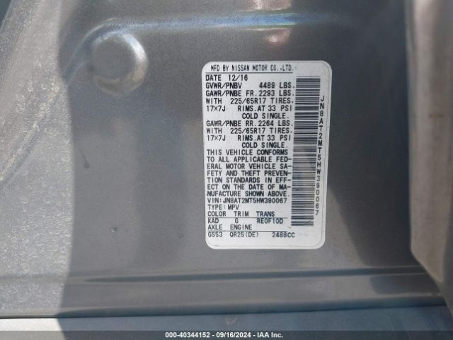 JN8AT2MT5HW390067 Nissan ROGUE S