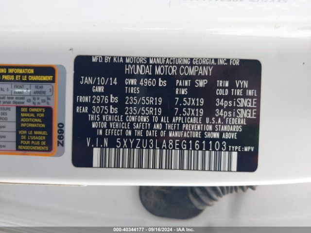 5XYZU3LA8EG161103 Hyundai Santa Fe Sport 2.0l Turbo
