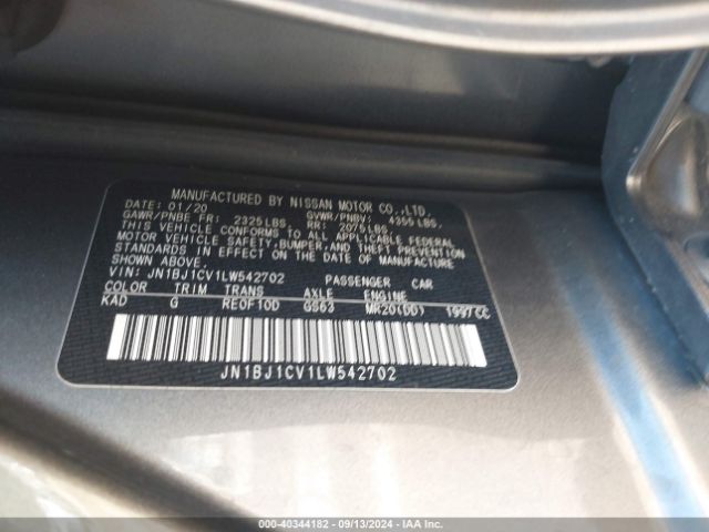 JN1BJ1CV1LW542702 Nissan Rogue Sport S Fwd Xtronic Cvt