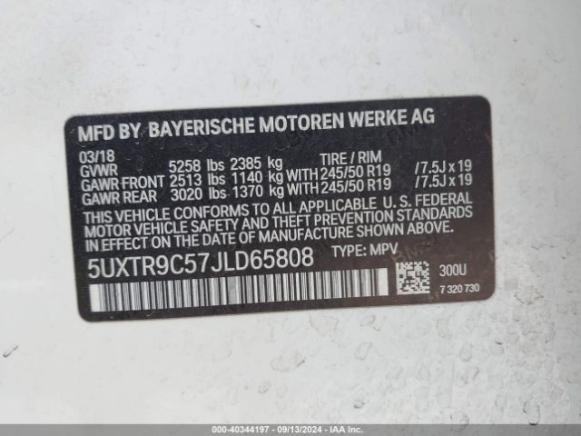 5UXTR9C57JLD65808 BMW X3 Xdrive30i