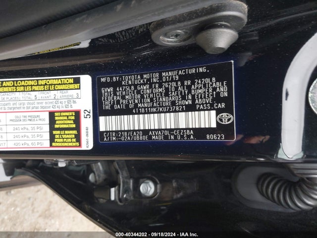 Toyota CAMRY SE 2019 4T1B11HK7KU737821 Image 9