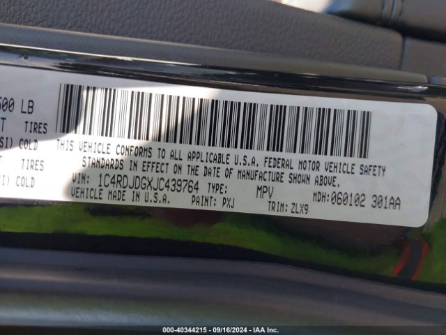 1C4RDJDGXJC439764 Dodge Durango Gt Awd