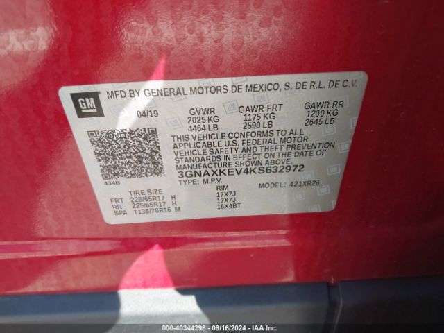 3GNAXKEV4KS632972 Chevrolet EQUINOX LT