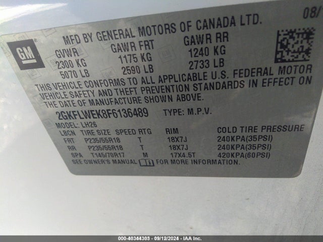 GMC Terrain Sle-2 2015 2GKFLWEK8F6136489 Image 9