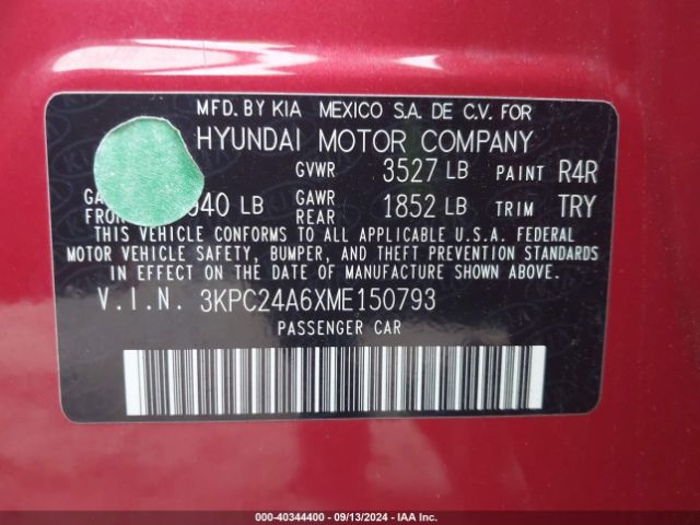 3KPC24A6XME150793 Hyundai ACCENT SE