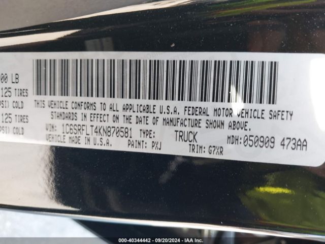 1C6SRFLT4KN870581 RAM 1500 Rebel  4x4 5'7 Box