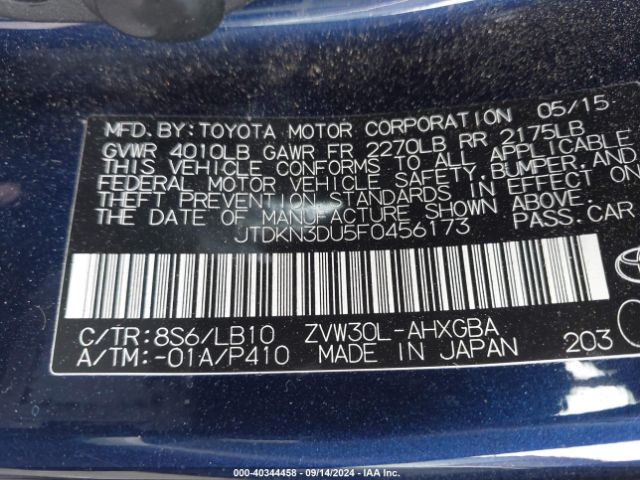 JTDKN3DU5F0456173 Toyota Prius Four