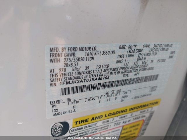 1FMJK2AT0JEA46768 Ford Expedition Max Limited