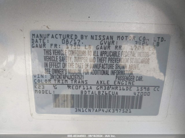 Nissan Versa 1.6 Sv 2018 3N1CN7AP4JK397521 Image 9