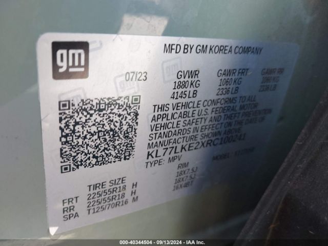 KL77LKE2XRC100241 Chevrolet Trax Fwd Activ