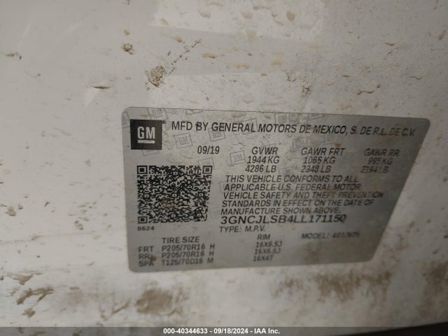 Chevrolet Trax Fwd Lt 2020 3GNCJLSB4LL171150 Image 9