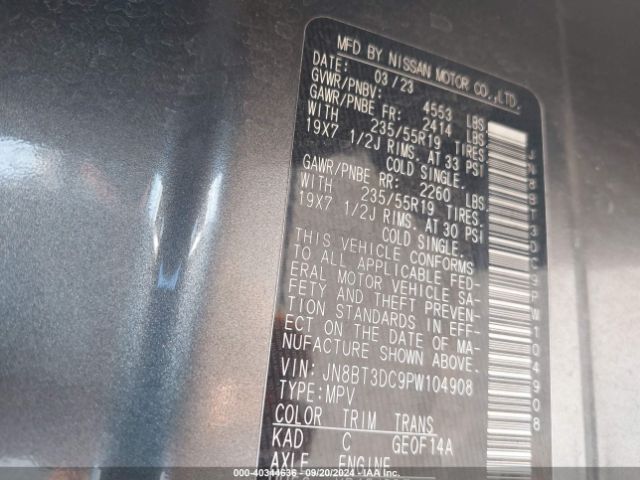 JN8BT3DC9PW104908 Nissan Rogue Platinum Fwd