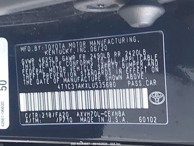4T1C31AKXLU535680 Toyota Camry Le Hybrid