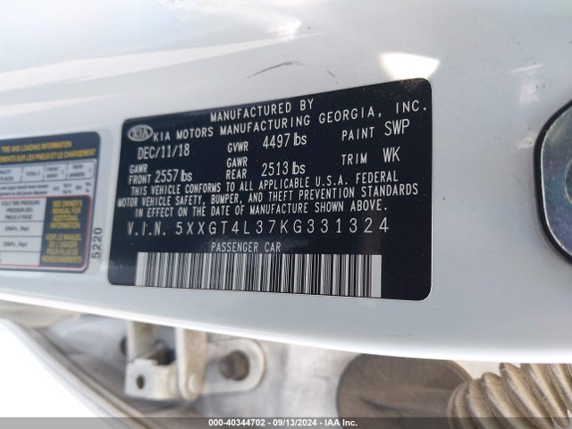 KIA Optima Lx 2019 5XXGT4L37KG331324 Image 9