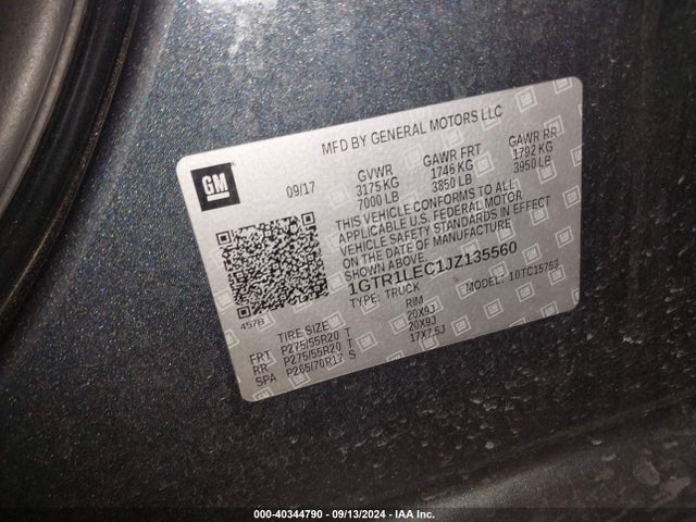 GMC SIERRA 1500 2018 1GTR1LEC1JZ135560 Image 9