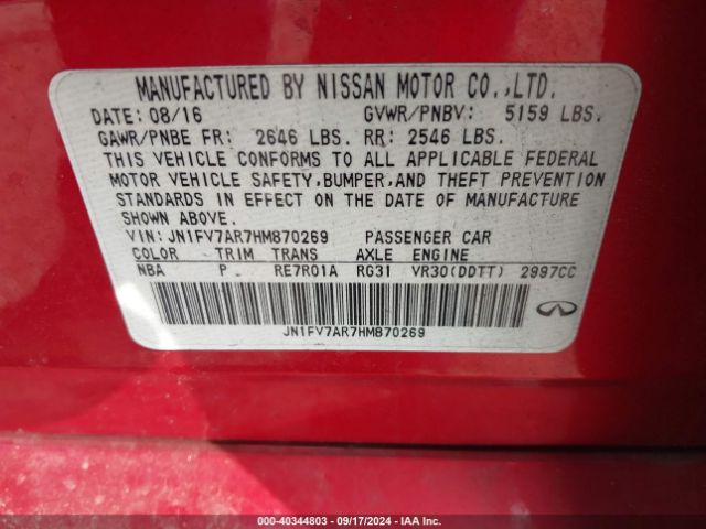 JN1FV7AR7HM870269 Infiniti Q50 3.0t Red Sport 400