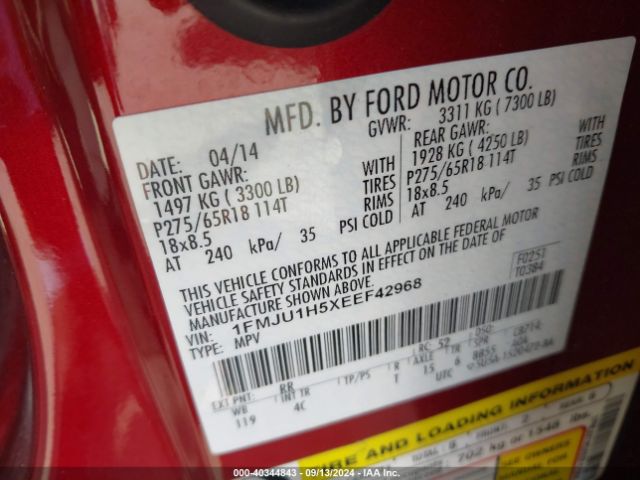 1FMJU1H5XEEF42968 Ford Expedition Xlt