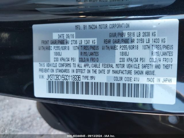 JM3TCBCY5G0118936 Mazda Cx-9 Touring